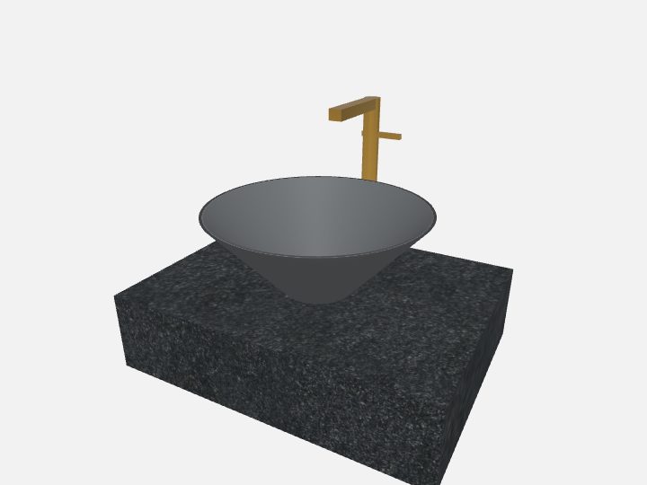 Lavabo com cuba cônica em Preto São Gabriel, 60 × 45 cm