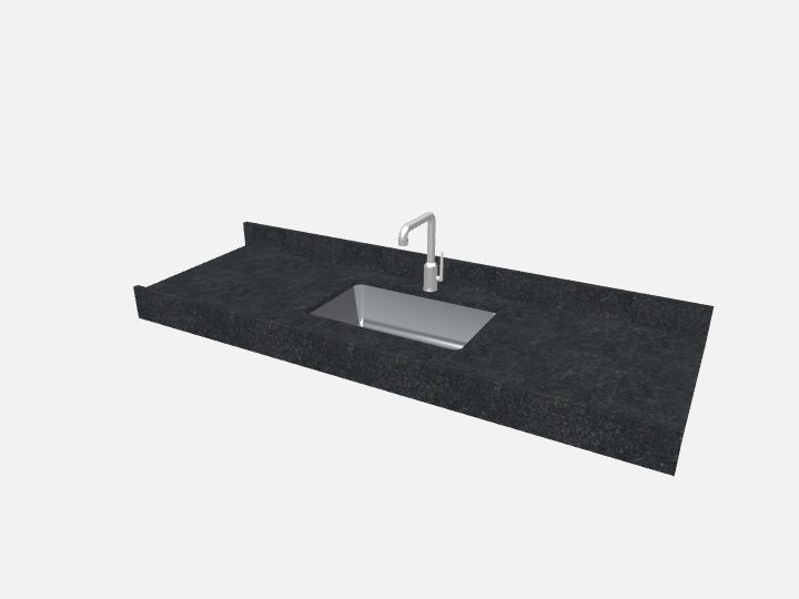Pia reta com cuba em Preto São Gabriel, 180 × 60 cm